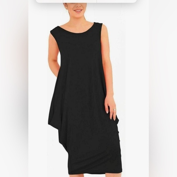 Talco Sleeveless Italian Parachute Dress Tulip Lagenlook Stretchy Tunic Dress XS - Picture 1 of 8